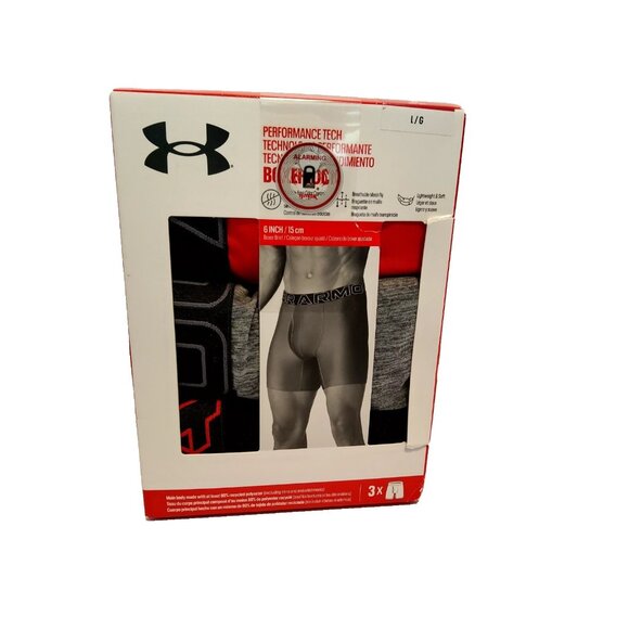 Under Armour Other - Under Armour UA 3 Pack Performance Tech 6" Boxerjock Boxer Briefs Black Red Gray